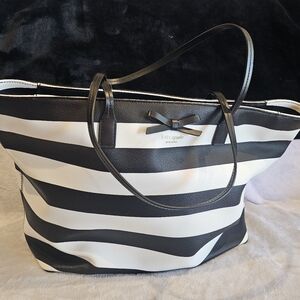 Kate Spade Black and White Wave Stripe Tote